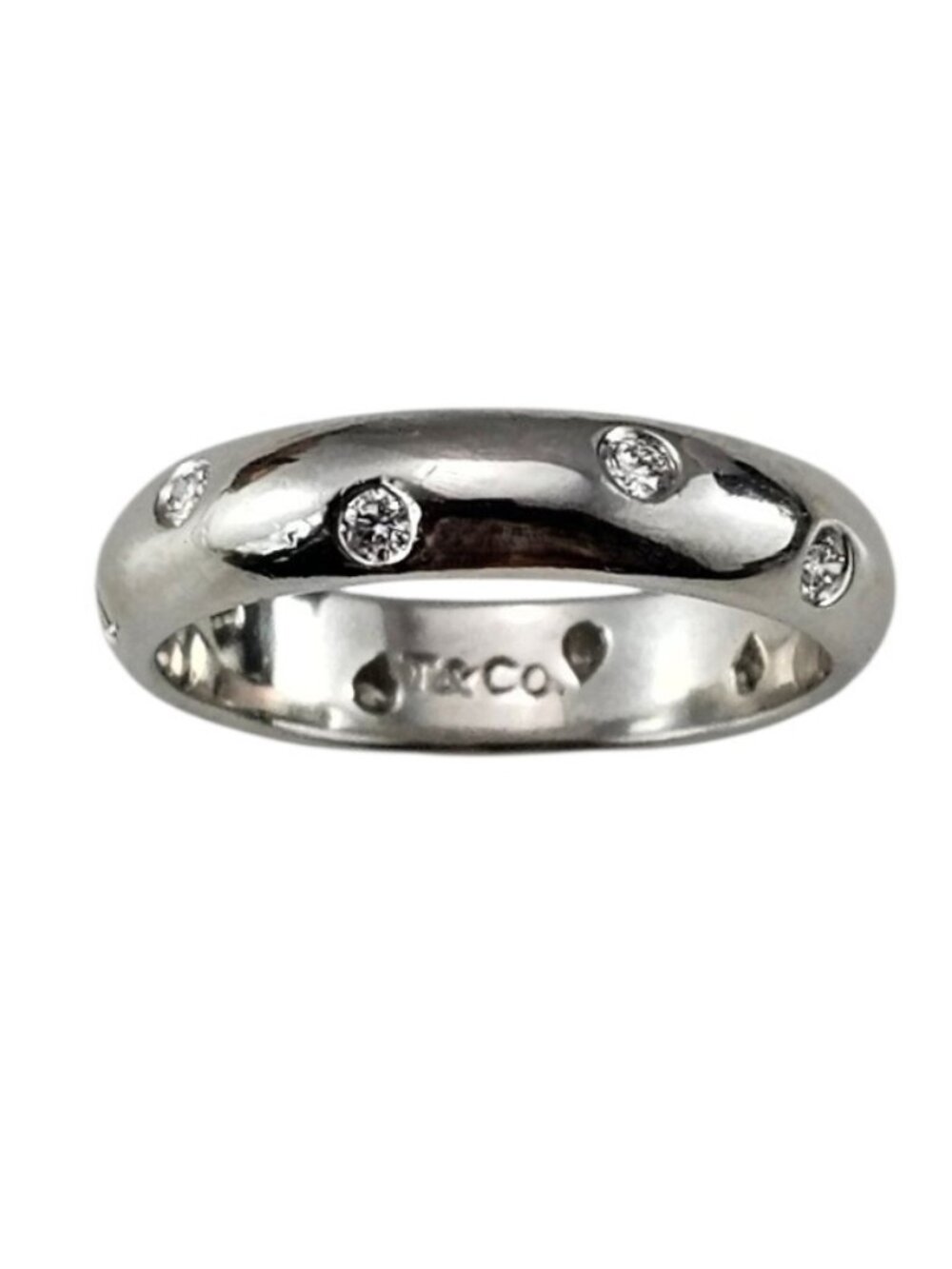 Tiffany & Co. Etoile Platinum and Diamond Band Ring Size 6.25 #25403 - Picture 1 of 9